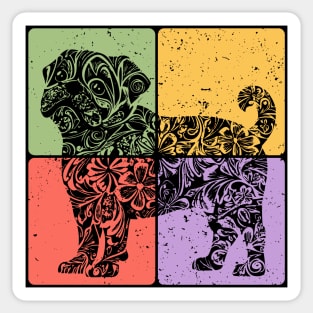 Pug Silhouette Retro Minimalist Dog Art Sticker